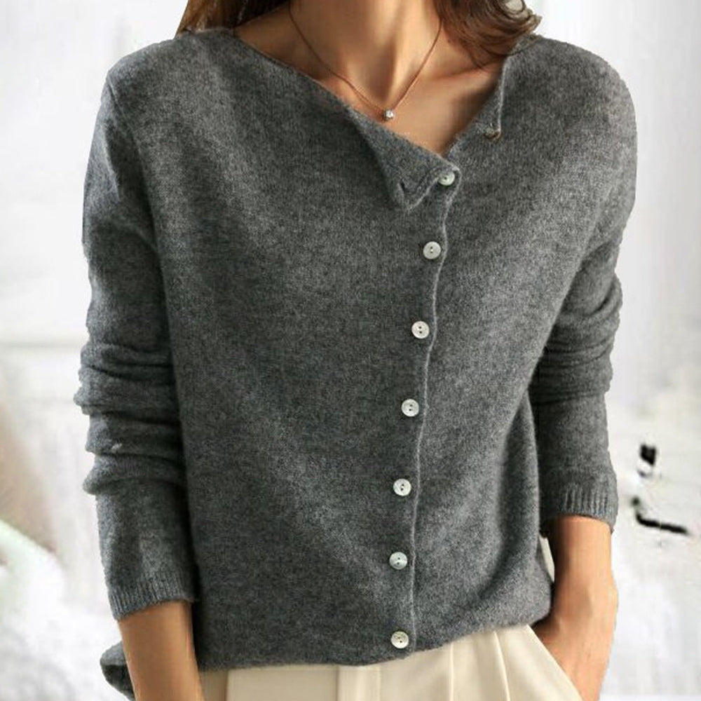 Button-Front Cardigan Sweater for Women - Long Sleeve - Image 2