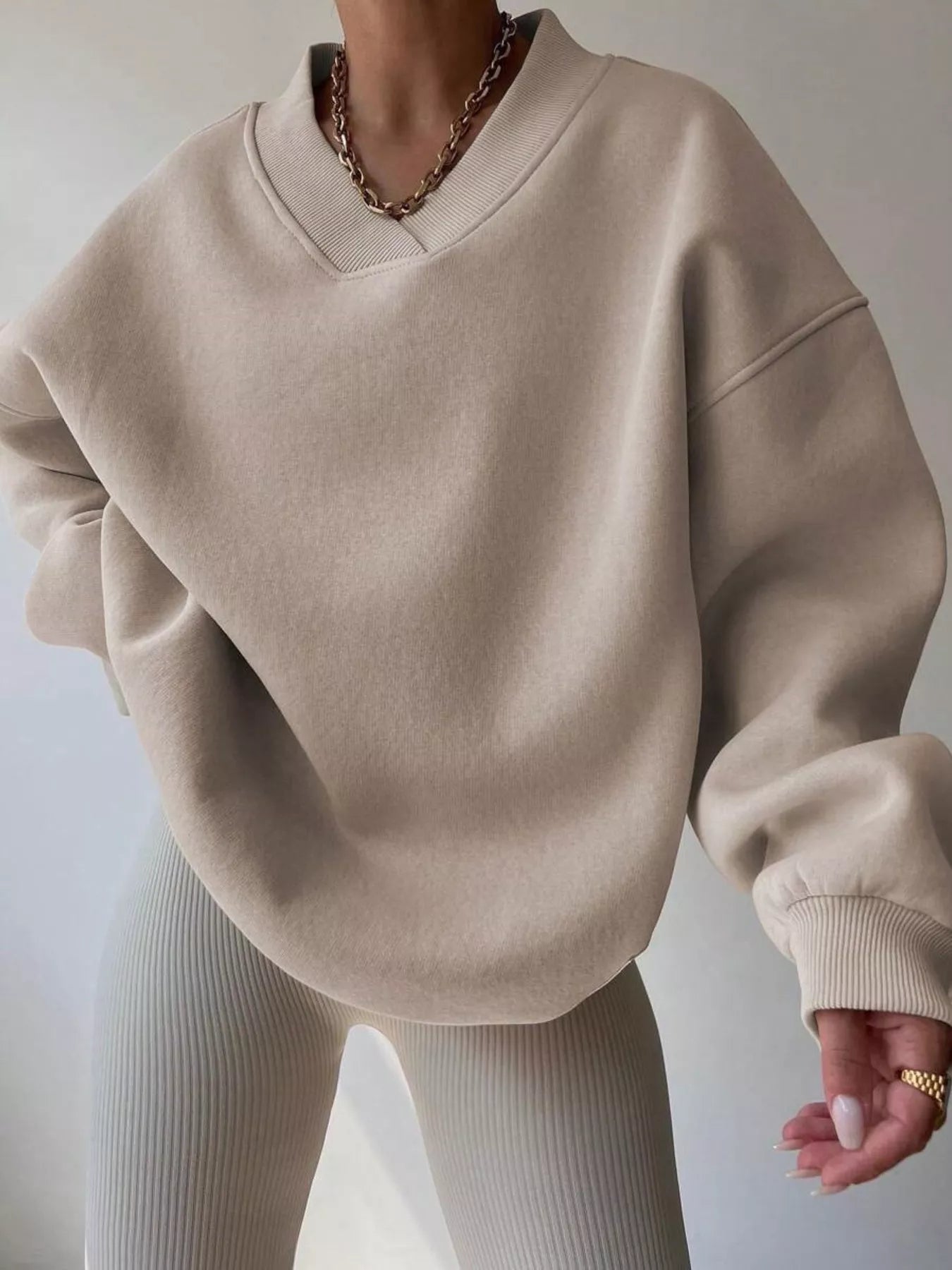 Oversized Pullover Sweater for Women - Drop Shoulder - Image 4