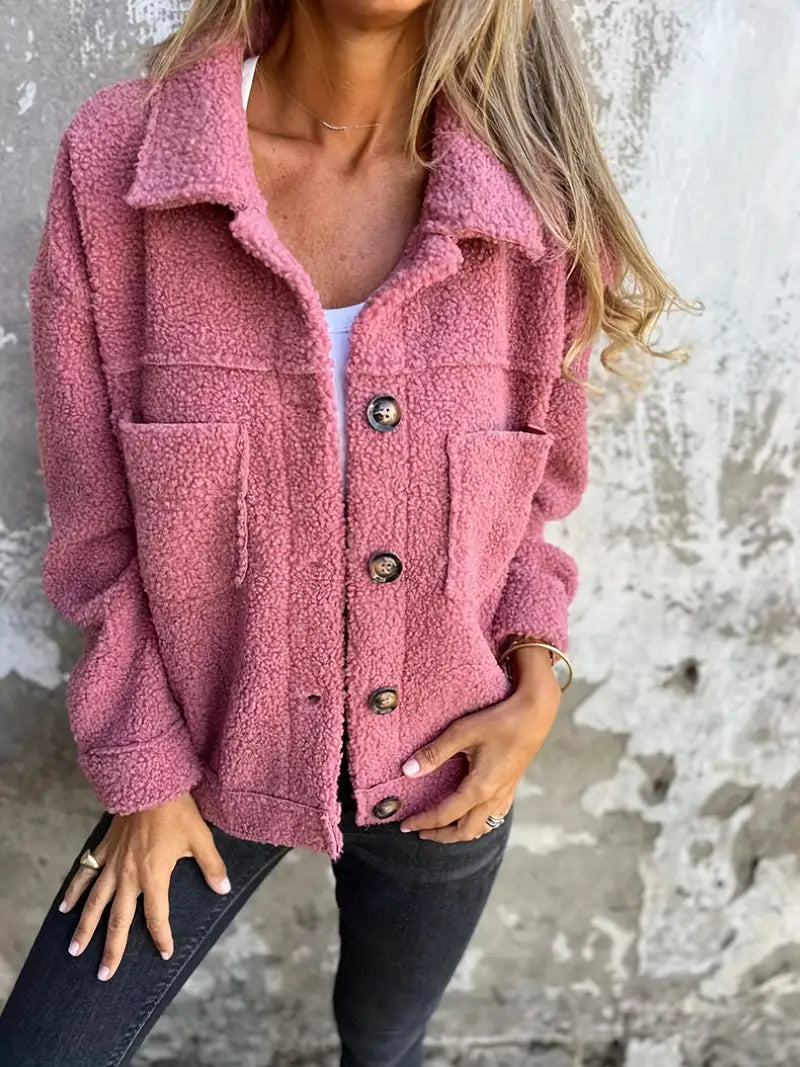 Fleece Button-Down Jacket for Women - Long Sleeve - Image 1