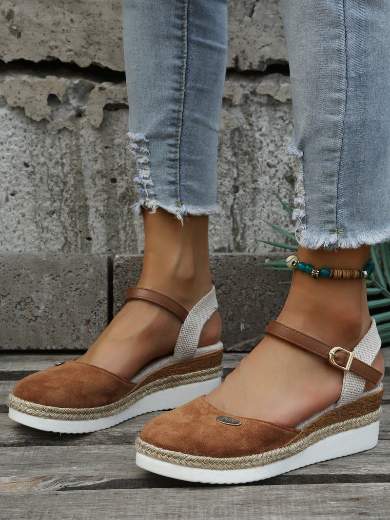 Wedge Sandals for women - Ankle Strap Espadrille Sandals - Platform Open Toe Cutout - Image 1