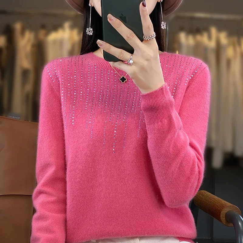 Crewneck Embellished Sweater for Women - Relaxed - Image 1