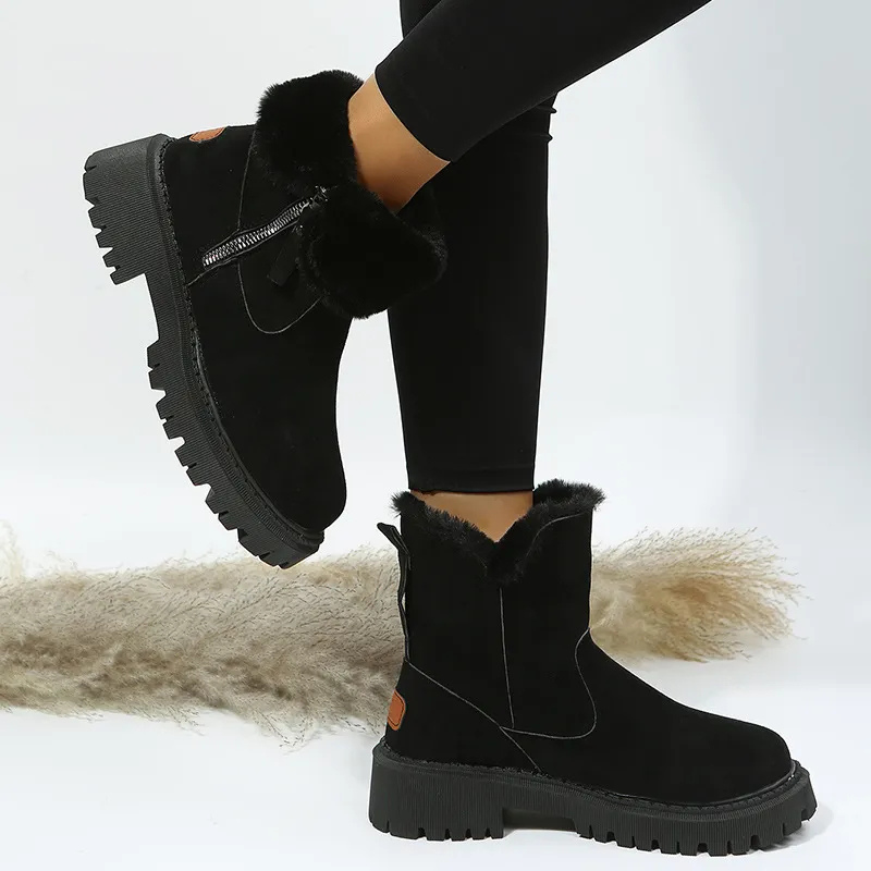 Ankle Boots for Women - Faux Fur Trim - Image 5