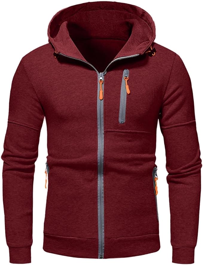 Hooded Full Zip Jacket for Men - Zip Pockets - Image 5