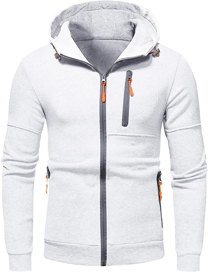 Hooded Full Zip Jacket for Men - Zip Pockets - Image 4