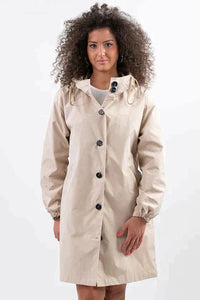 Hooded Mid-Length Coat for Women - Drawstring Waist - Image 7