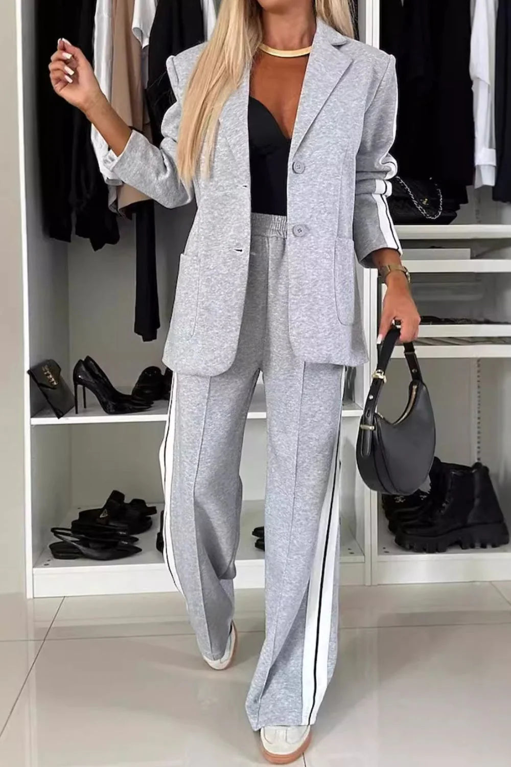 Blazer Pant Set for Women - Side Stripe - Image 1