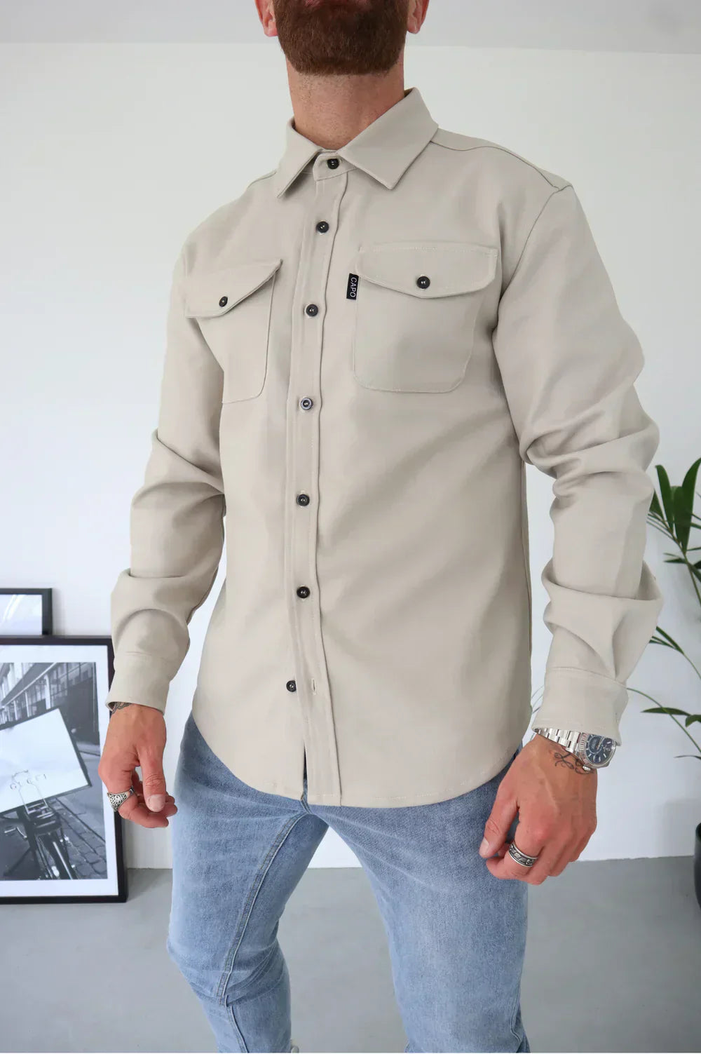 Shirt Jacket for Men - Button-Up Overshirt - Long Sleeve Chest Pocket - Image 14