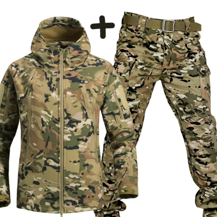 Tactical Hooded Jacket Pants Set for Men - Zip Pockets - Image 6
