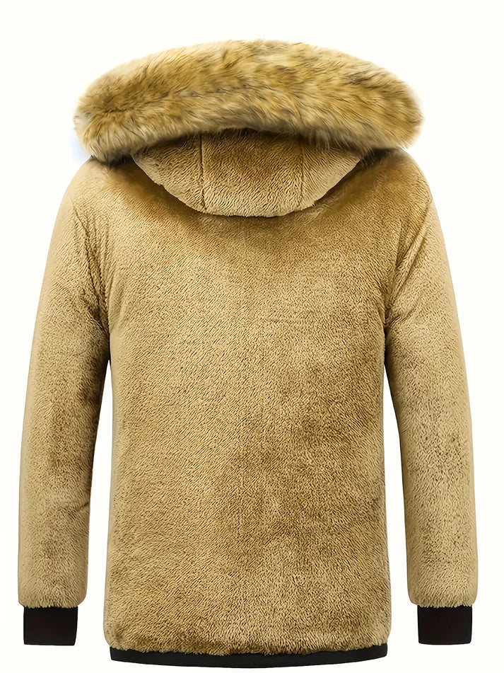 Puffer Hooded Jacket for Men - Faux Fur Hood - Image 10