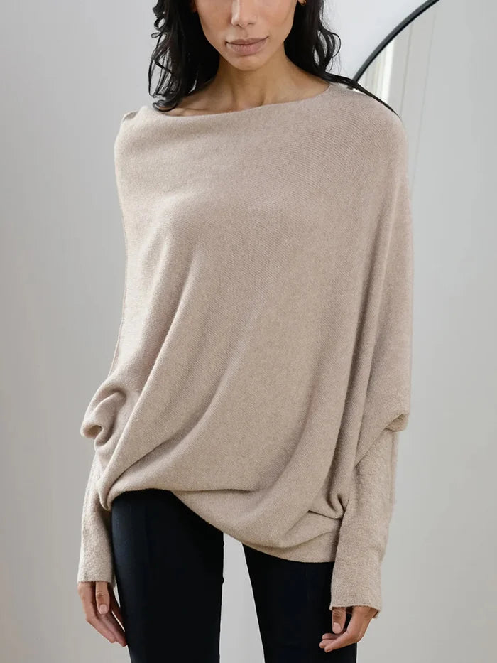 Oversized Boat Neck Sweater for Women - Long Sleeve - Image 2
