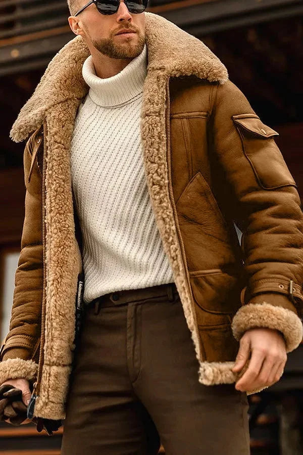 Shearling Aviator Jacket for Men - Fur Lined - Image 4