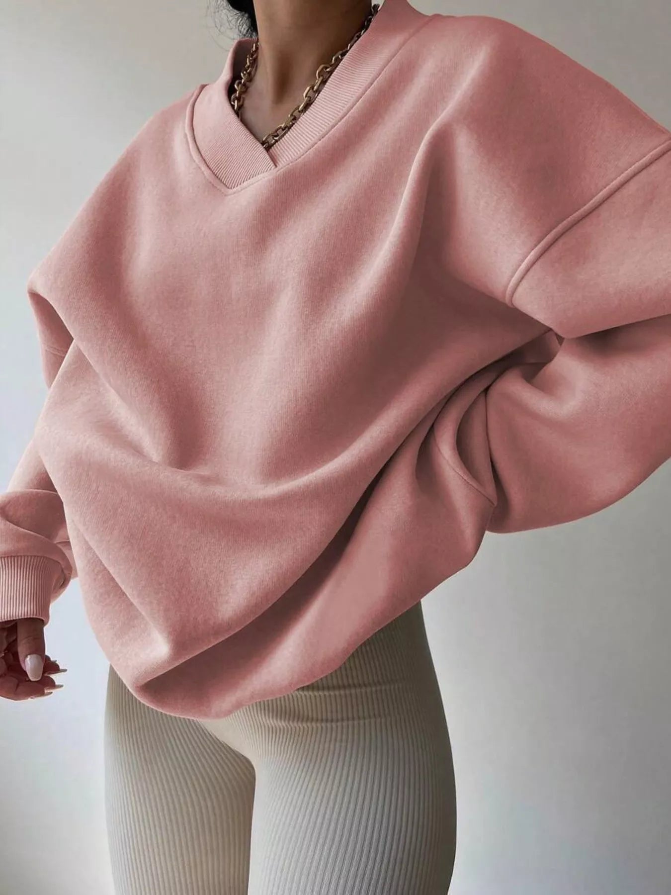 Oversized Pullover Sweater for Women - Drop Shoulder - Image 2