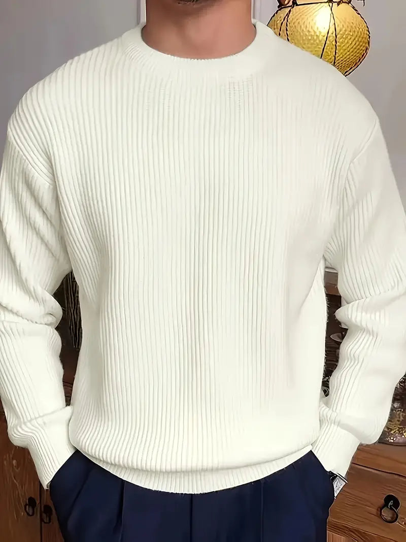 Ribbed Crewneck Sweater for Men - Long Sleeve - Image 5