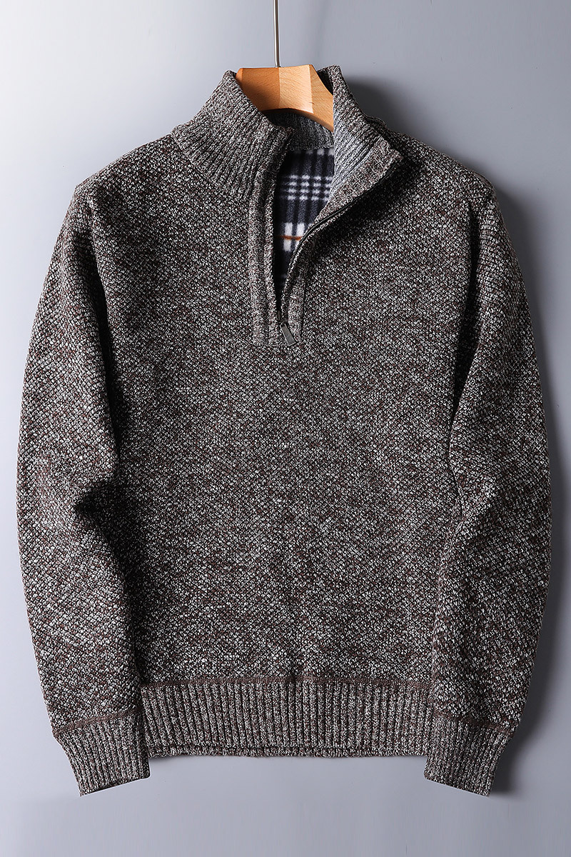 Ribbed Knit Quarter Zip Sweater for Men - Relaxed - Image 3