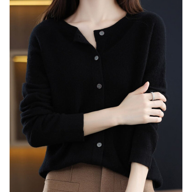 Button-Front Cardigan Sweater for Women - Long Sleeve - Image 4