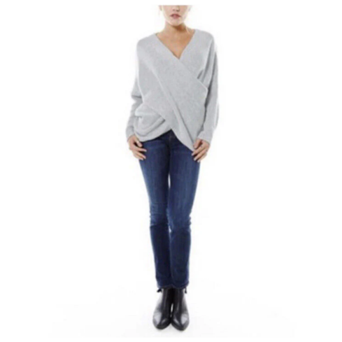 V-Neck Wrap Front Sweater for Women - Long Sleeve - Image 7