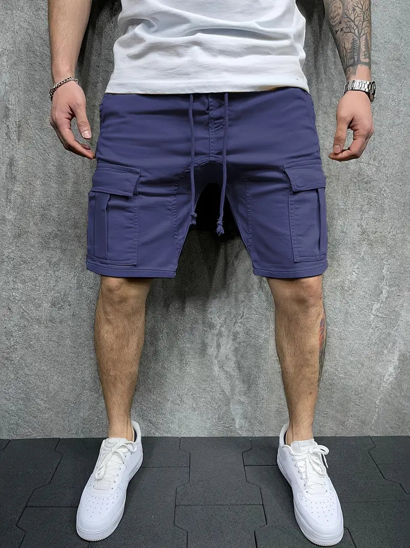 Cargo Shorts for Men - Drawstring Waist Relaxed Fit - Knee-Length Utility Casual - Image 1