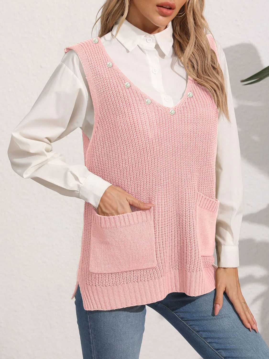 Sweater Vest for Women - Pocket Vest - Image 3