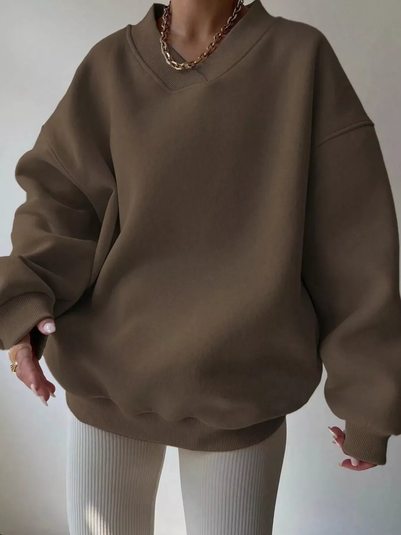 Oversized Pullover Sweater for Women - Drop Shoulder - Image 7
