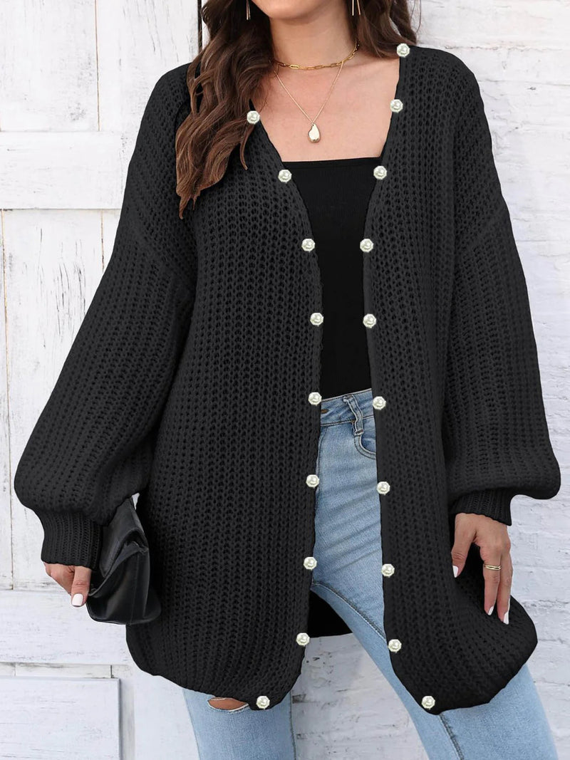 Long Cardigan for Women - Balloon Sleeve - Image 1