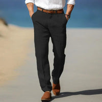Relaxed Fit Straight Leg Pants for Men - Flat Front Casual - Image 1