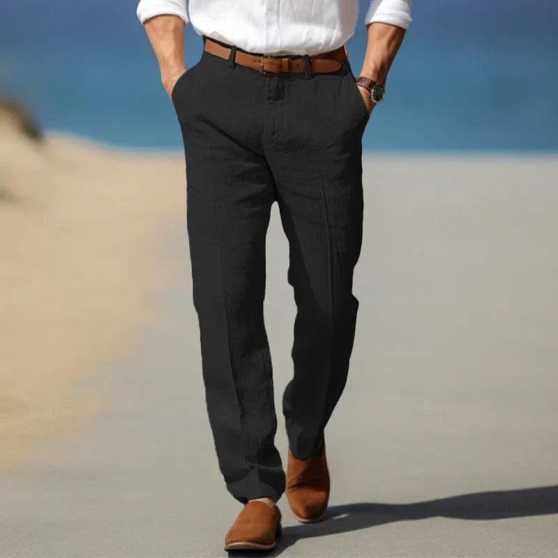 Relaxed Fit Straight Leg Pants for Men - Flat Front Casual - Image 1