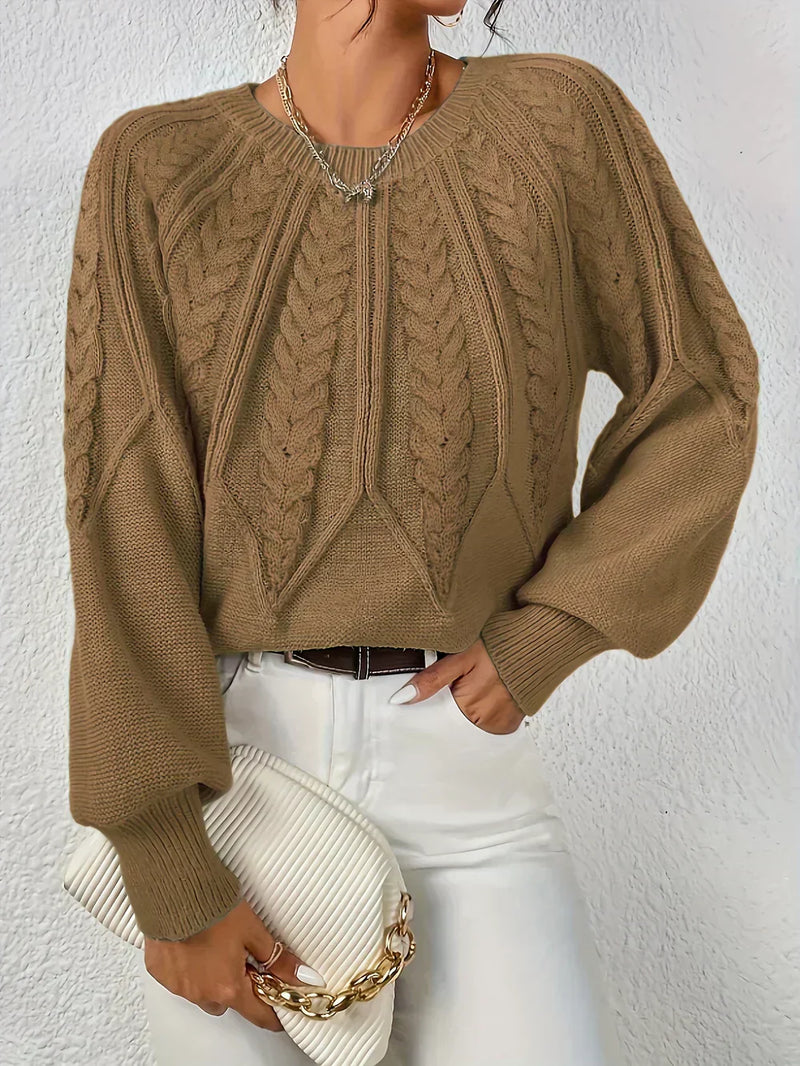 Cable Knit Sweater for Women - Raglan Sleeve - Image 10