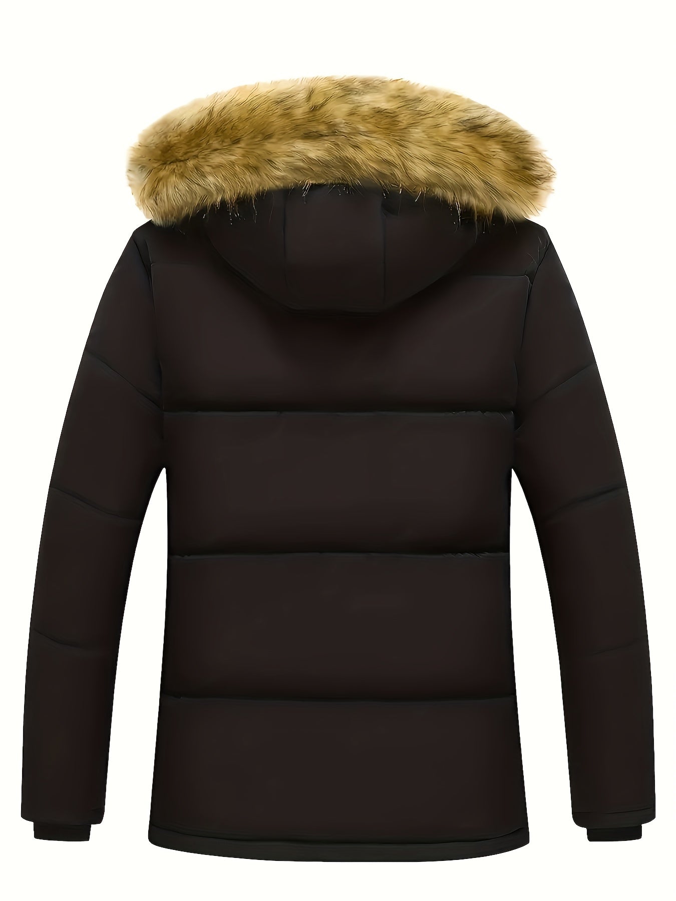 Puffer Hooded Jacket for Men - Faux Fur Hood - Image 5