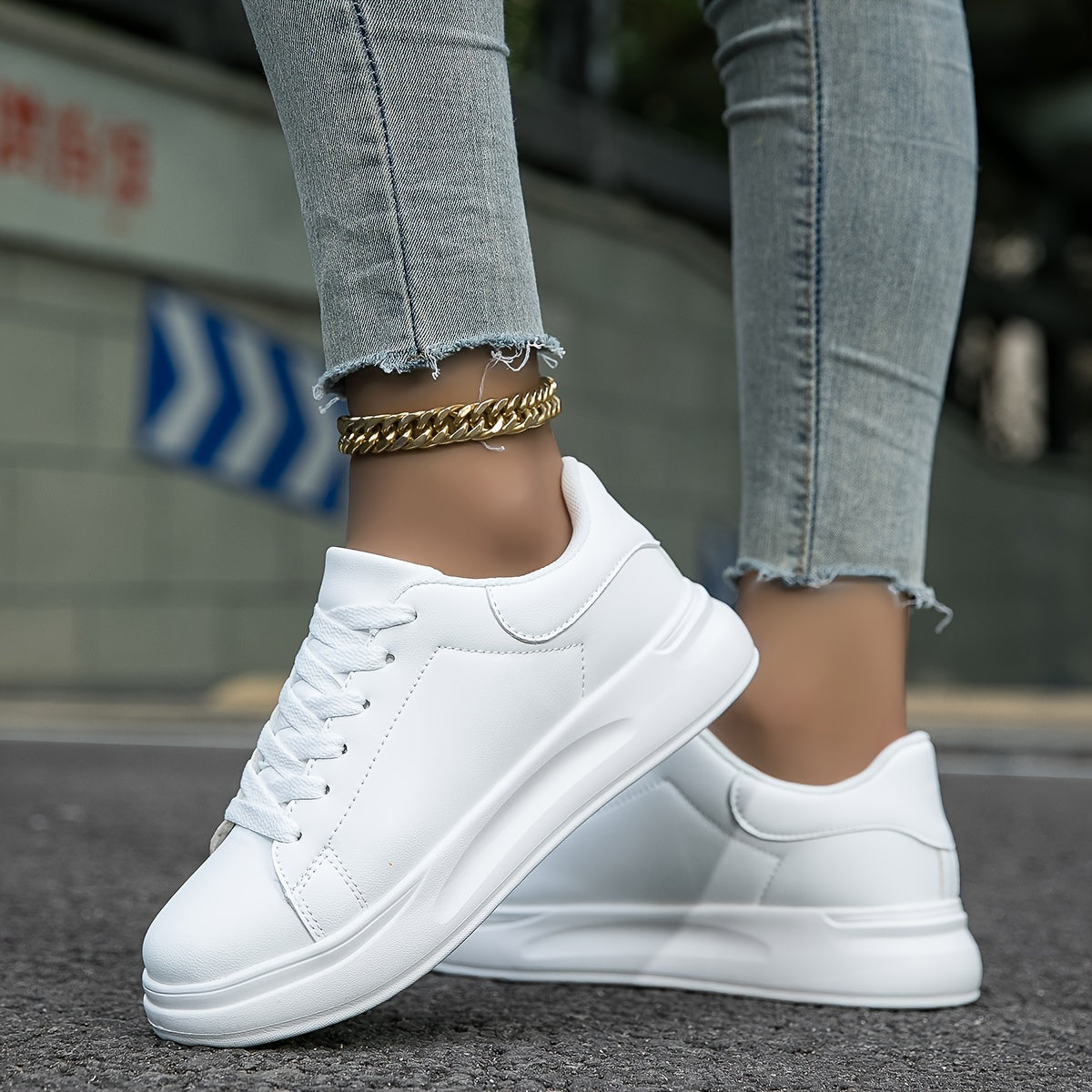 Platform Sneakers for Women - Contrast Heel Detail - Image 10
