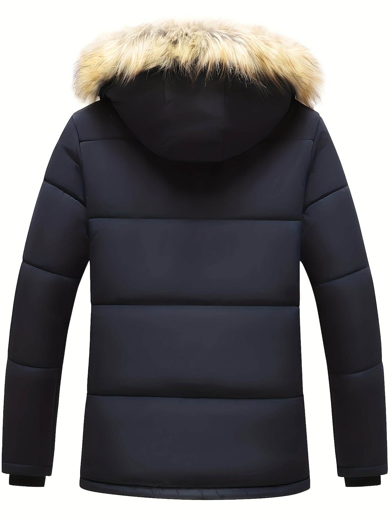 Puffer Hooded Jacket for Men - Faux Fur Hood - Image 4