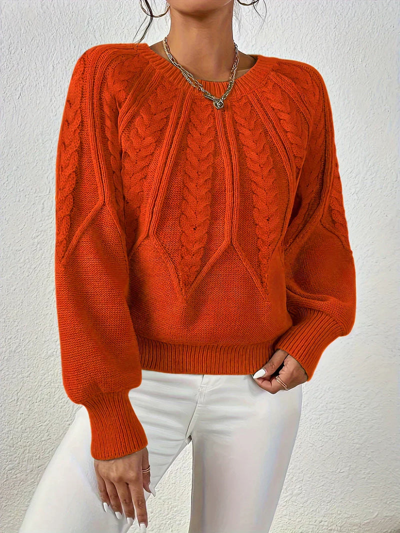 Cable Knit Sweater for Women - Raglan Sleeve - Image 6