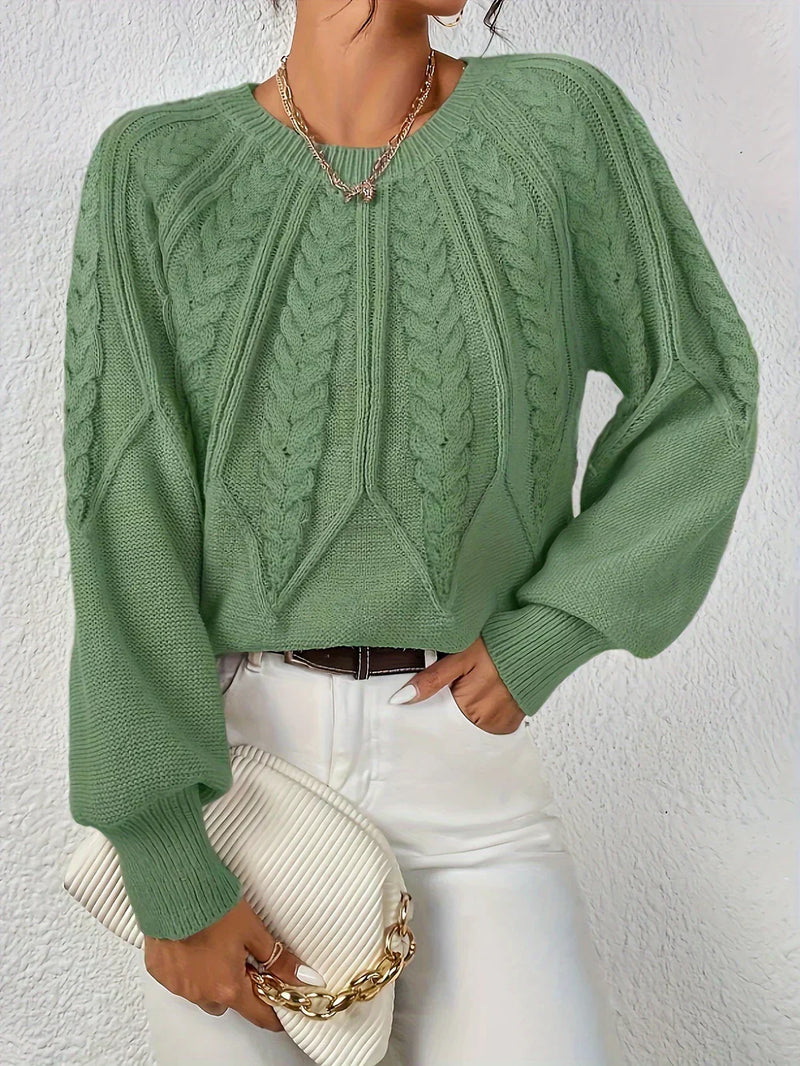 Cable Knit Sweater for Women - Raglan Sleeve - Image 1