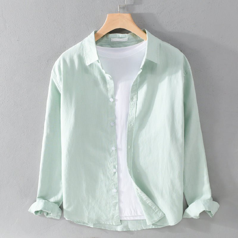 Button-Up Long Sleeve Shirt for men - Relaxed Fit - Cuffed Sleeves Straight Hem - Image 4