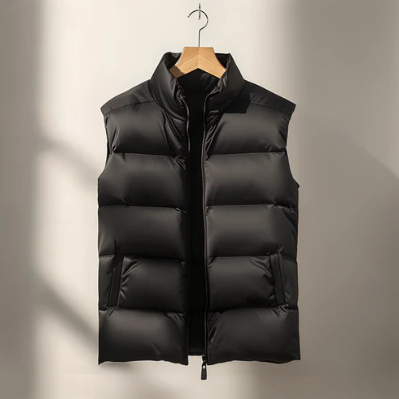 Puffer Vest for Men - Stand Collar - Image 3
