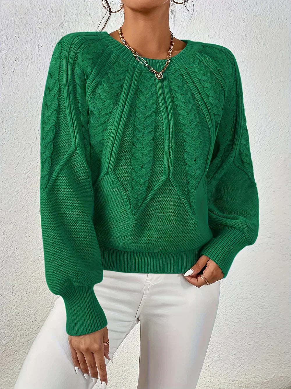 Cable Knit Sweater for Women - Raglan Sleeve - Image 7