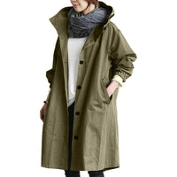 Hooded Long Coat for Women - Button Front - Image 1