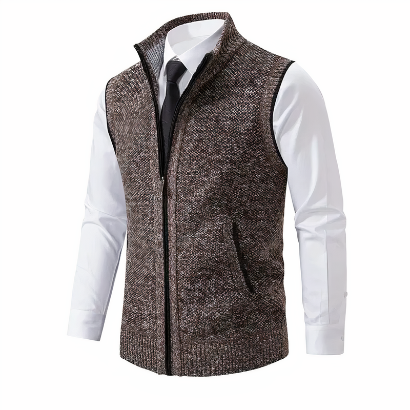 Full Zip Sweater Vest for Men - Zipper Pockets - Image 1
