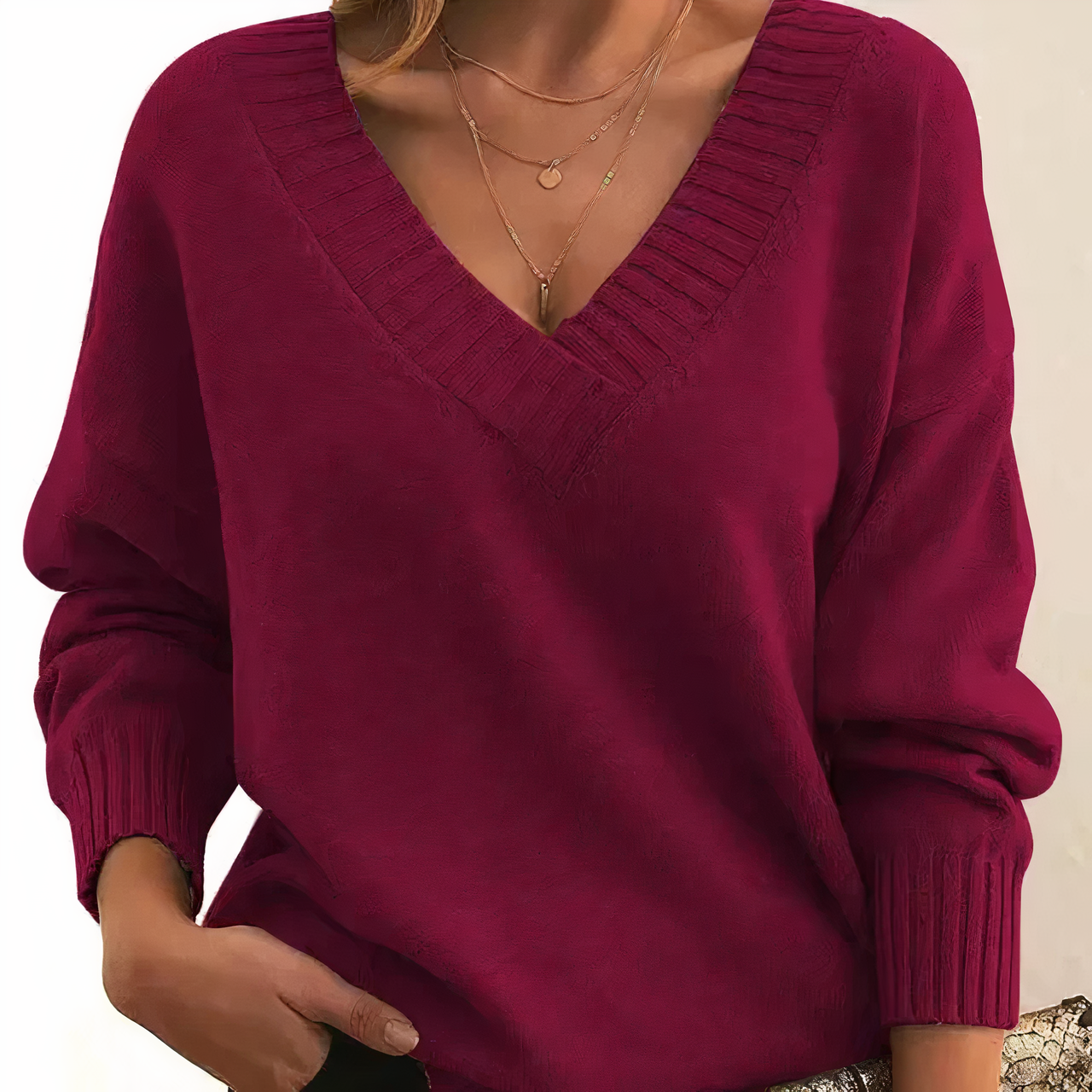 V-Neck Sweater for Women - Long Sleeve - Image 7