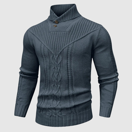 Cable Knit Sweater for Men - Button Front - Image 1