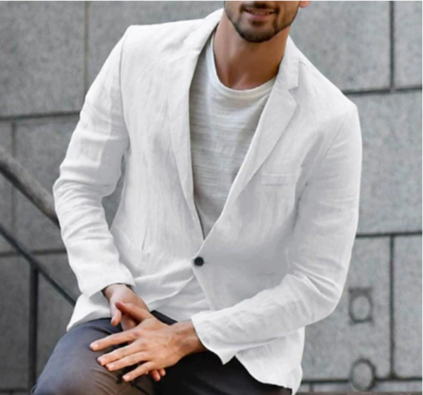 Casual Blazer for Men - Single-Breasted Notch Lapel - Slim Fit - Image 3