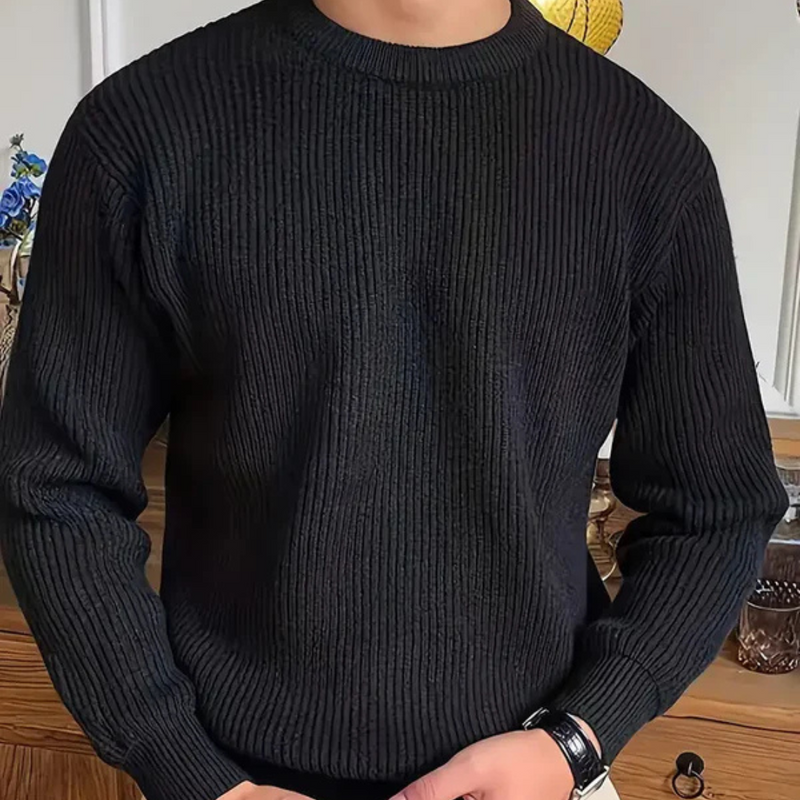 Ribbed Crewneck Sweater for Men - Long Sleeve - Image 1