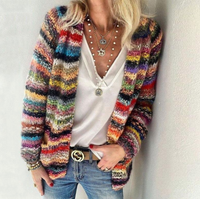 Striped Open Front Cardigan for Women - Long Sleeve - Image 1