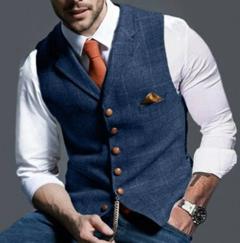 Slim Fit Suit Vest for Men - Button Down - Image 1