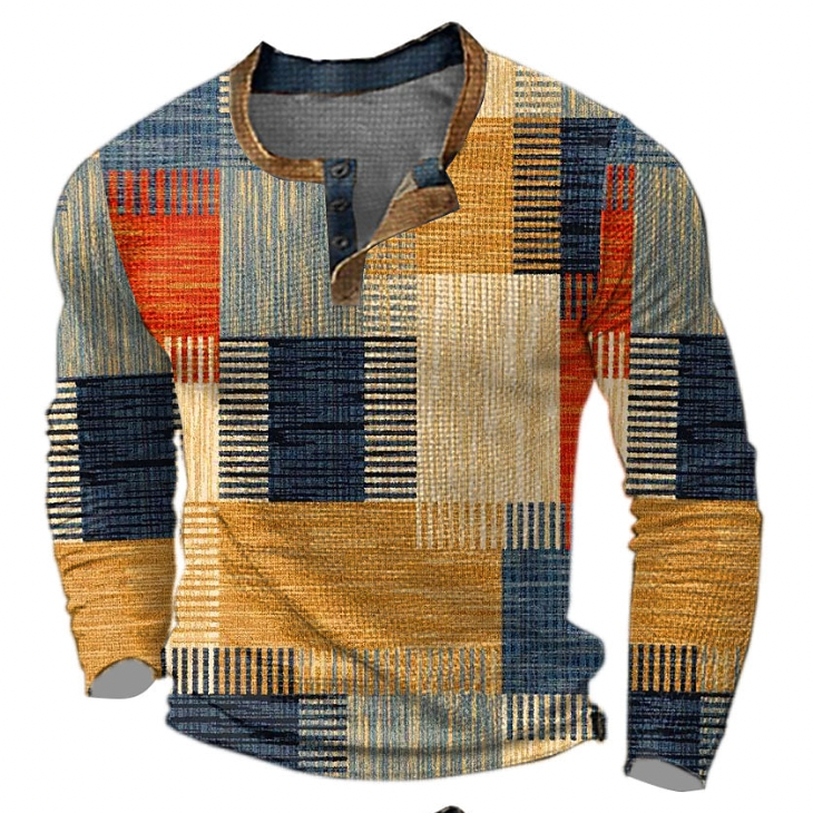 Long Sleeve Sweater for Men - Henley Neck - Image 1
