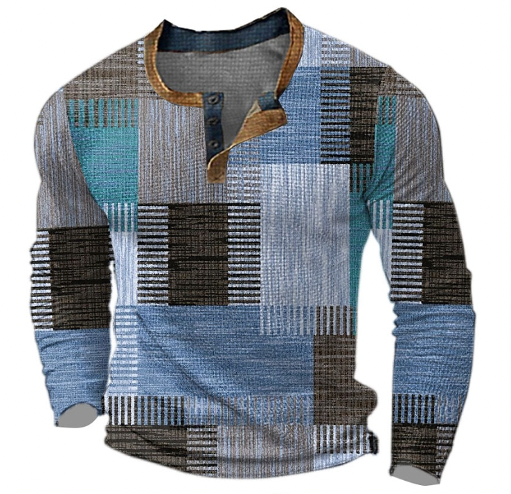 Long Sleeve Sweater for Men - Henley Neck - Image 3