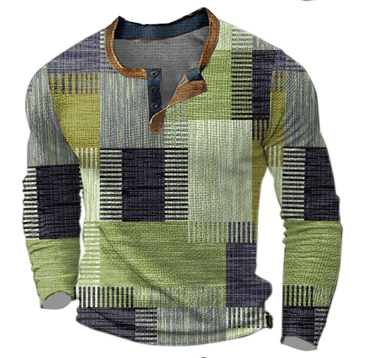 Long Sleeve Sweater for Men - Henley Neck - Image 2