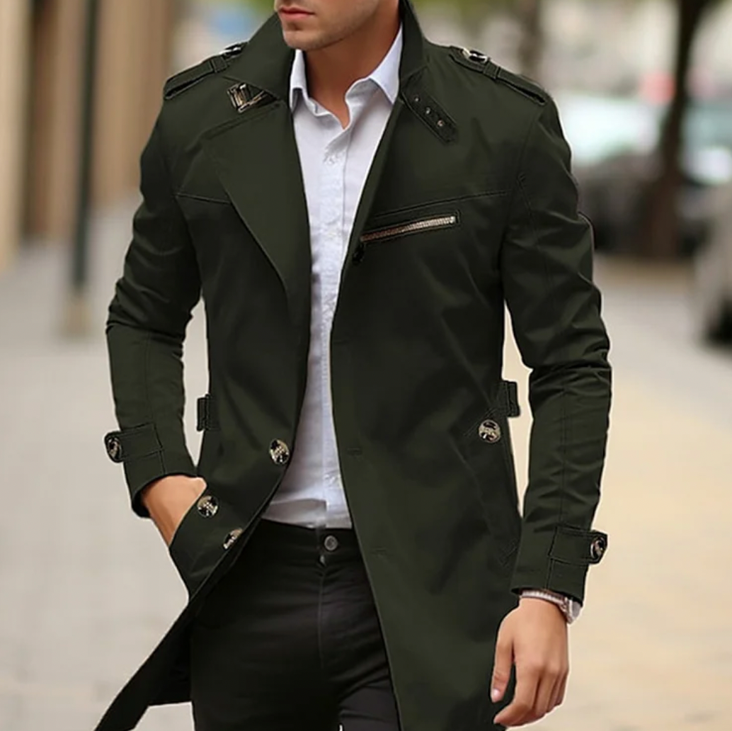 Double-Breasted Trench Coat for Men - Button-Down - Image 3