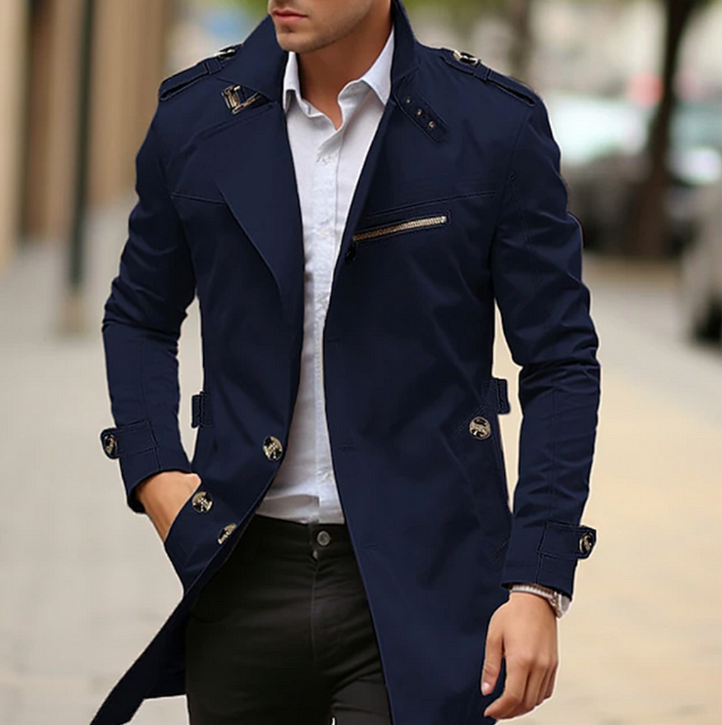 Double-Breasted Trench Coat for Men - Button-Down - Image 4
