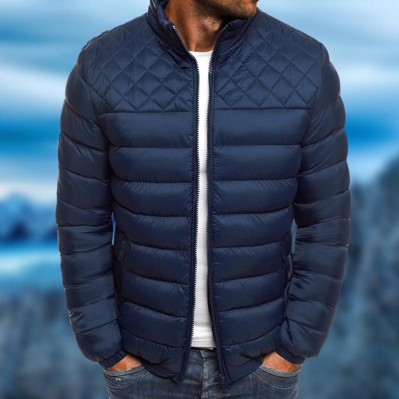 Quilted Puffer Jacket for Men - Zip Front - Image 1