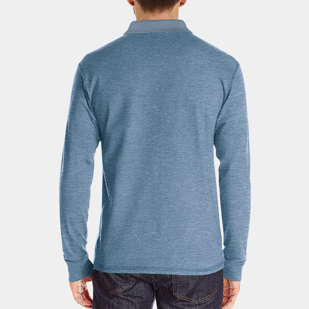 Long Sleeve Polo Shirt for Men - Pocket - Image 2
